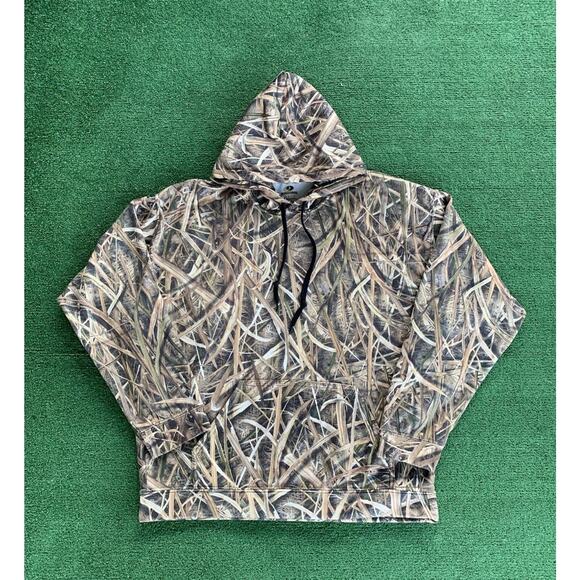 Mossy Oak Hoodie Mens Large Camo Pullover Hunting Sweatshirt Blades Pattern - Picture 1 of 6
